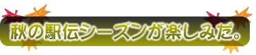 秋の駅伝シーズンが楽しみだ。